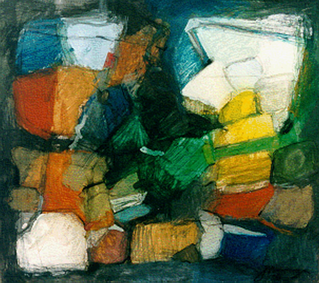Nanninga J.  | Jacob 'Jaap' Nanninga, Compositie, gouache op papier 44,5 x 50,5 cm, gesigneerd rechtsonder en gedateerd '61