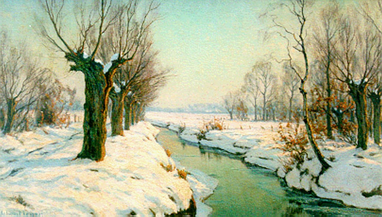 Meijer J. | Johannes 'Johan' Meijer, Winternamiddagzon, olieverf op doek 59,7 x 100,3 cm, gesigneerd linksonder Meijer J. | Johannes 'Johan' Meijer, Winternamiddagzon, olieverf op doek 59,7 x 100,3 cm, gesigneerd linksonder