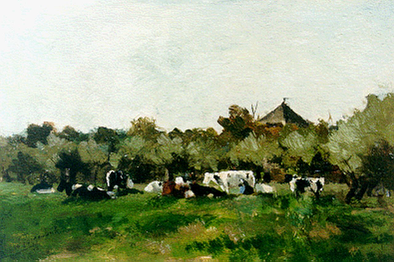 Poggenbeek G.J.H. | George Jan Hendrik 'Geo' Poggenbeek, Melktijd, 18,1 x 27,0 cm, gesigneerd linksonder Poggenbeek G.J.H. | George Jan Hendrik 'Geo' Poggenbeek, Melktijd, 18,1 x 27,0 cm, gesigneerd linksonder