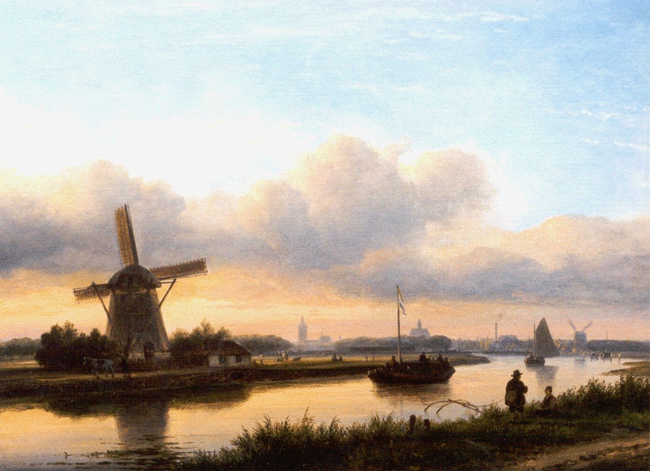 Kleijn L.J. | Lodewijk Johannes Kleijn, Gezicht op de Trekvliet met Den Haag op de achtergrond, olieverf op doek 40,2 x 54,0 cm, gesigneerd rechtsonder Kleijn L.J. | Lodewijk Johannes Kleijn, Gezicht op de Trekvliet met Den Haag op de achtergrond, olieverf op doek 40,2 x 54,0 cm, gesigneerd rechtsonder