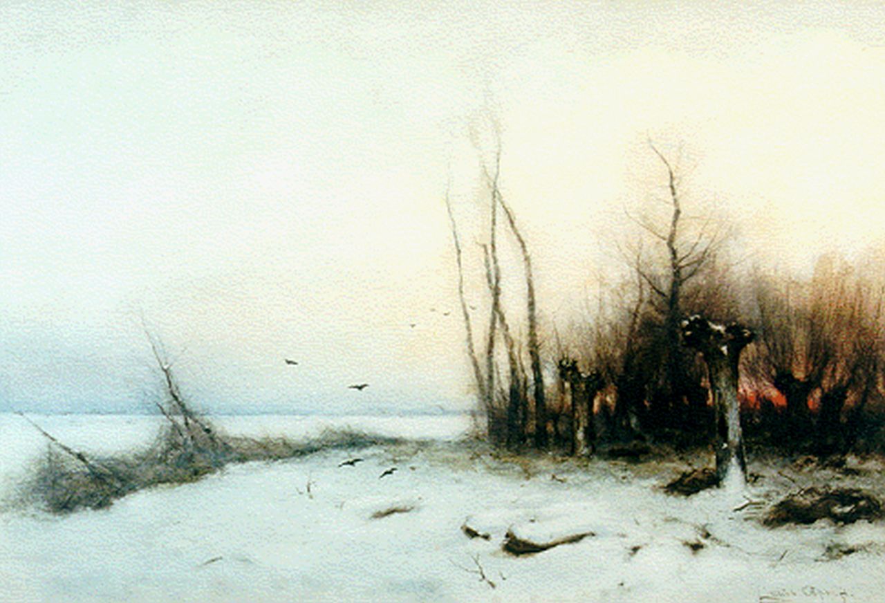Apol L.F.H.  | Lodewijk Franciscus Hendrik 'Louis' Apol, Zonsopgang, aquarel op papier 37,0 x 54,7 cm, gesigneerd rechtsonder