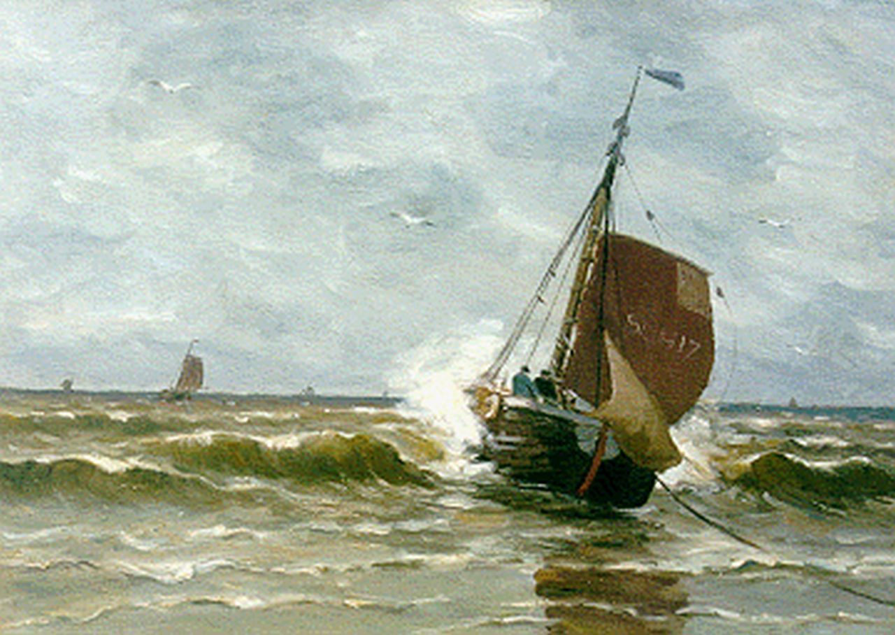 Munthe G.A.L.  | Gerhard Arij Ludwig 'Morgenstjerne' Munthe, Aankomst van de Scheveningen 17, olieverf op doek 50,0 x 70,2 cm, gesigneerd rechtsonder en gedateerd 1921