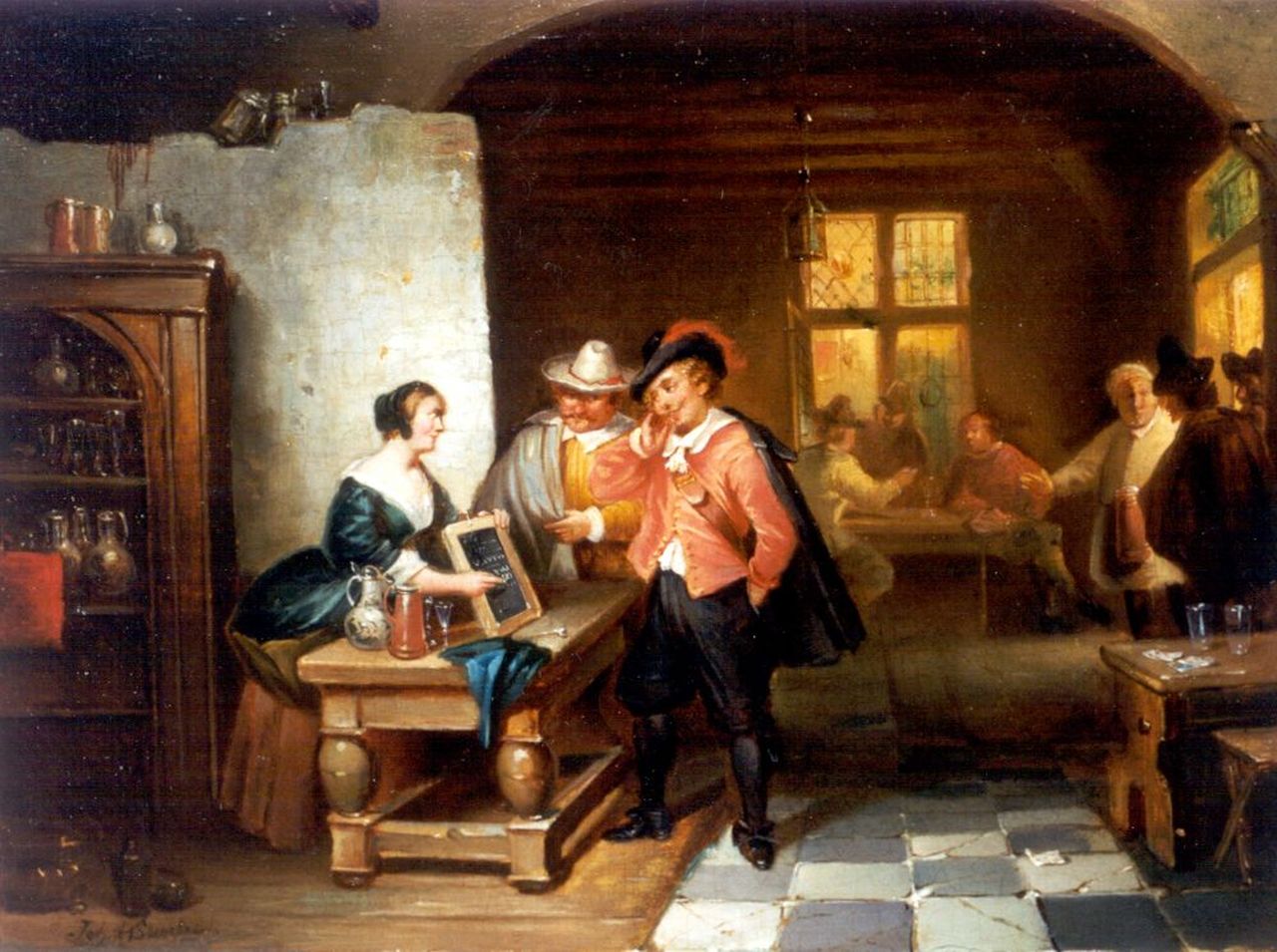 Stroebel J.A.B. | Johannes Anthonie Balthasar Stroebel, Arriverende gasten in een herberg, olieverf op paneel 26,8 x 34,3 cm, gesigneerd linksonder Stroebel J.A.B. | Johannes Anthonie Balthasar Stroebel, Arriverende gasten in een herberg, olieverf op paneel 26,8 x 34,3 cm, gesigneerd linksonder