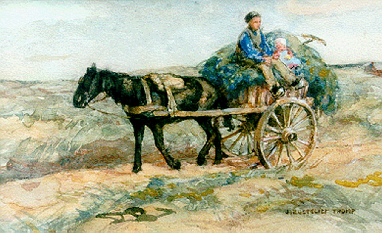 Zoetelief Tromp J. | Johannes 'Jan' Zoetelief Tromp, Vader en kind op de hooiwagen, aquarel op papier 16,8 x 26,3 cm, gesigneerd rechtsonder Zoetelief Tromp J. | Johannes 'Jan' Zoetelief Tromp, Vader en kind op de hooiwagen, aquarel op papier 16,8 x 26,3 cm, gesigneerd rechtsonder