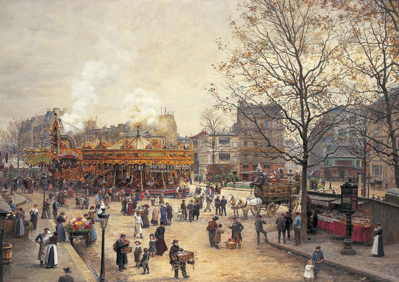Firmin-Girard M.F. | Marie François Firmin-Girard, La Fête Place Pigalle, Parijs, olieverf op doek 72,6 x 103,0 cm, gesigneerd linksonder en te dateren 1908-1911 Firmin-Girard M.F. | Marie François Firmin-Girard, La Fête Place Pigalle, Parijs, olieverf op doek 72,6 x 103,0 cm, gesigneerd linksonder en te dateren 1908-1911