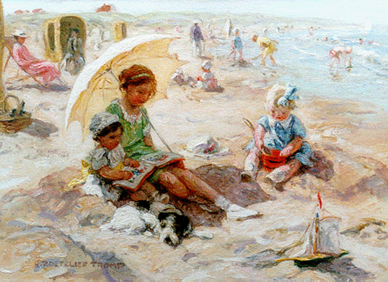 Zoetelief Tromp J. | Johannes 'Jan' Zoetelief Tromp, Een middag aan het strand, olieverf op doek 40,0 x 56,0 cm, gesigneerd linksonder Zoetelief Tromp J. | Johannes 'Jan' Zoetelief Tromp, Een middag aan het strand, olieverf op doek 40,0 x 56,0 cm, gesigneerd linksonder