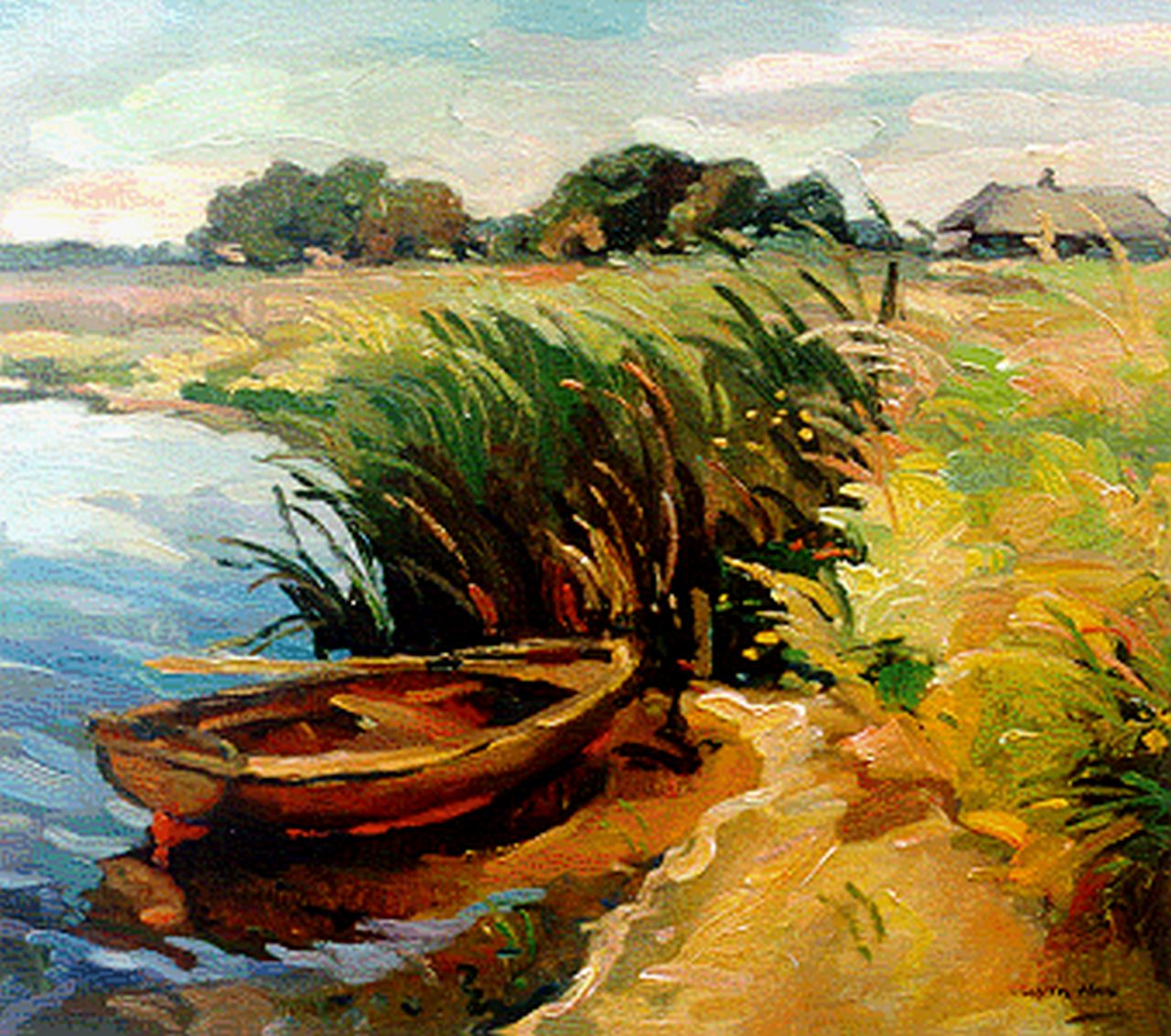 Have J. ten | Jan ten Have, Reitdiep, olieverf op doek 44,0 x 50,0 cm, gesigneerd rechtsonder