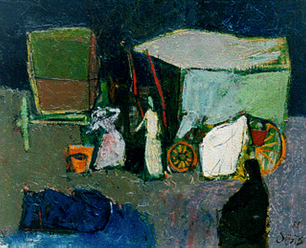 Oepts W.A. | Willem Anthonie 'Wim' Oepts, Zigeunerwagens, olieverf op doek 33,0 x 41,0 cm, gesigneerd rechtsonder en gedateerd '58 Oepts W.A. | Willem Anthonie 'Wim' Oepts, Zigeunerwagens, olieverf op doek 33,0 x 41,0 cm, gesigneerd rechtsonder en gedateerd '58