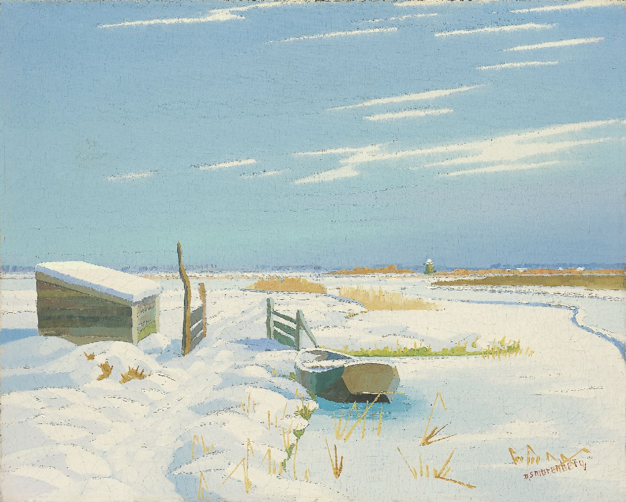 Smorenberg D. | Dirk Smorenberg, Winter bij Loosdrecht, olieverf op doek 40,6 x 50,3 cm, gesigneerd rechtsonder Smorenberg D. | Dirk Smorenberg, Winter bij Loosdrecht, olieverf op doek 40,6 x 50,3 cm, gesigneerd rechtsonder