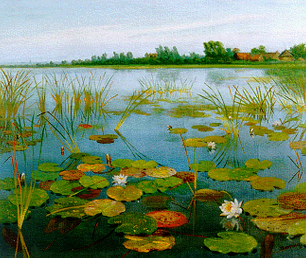 Smorenberg D. | Dirk Smorenberg, Waterlelies, olieverf op doek 50,2 x 60,3 cm, gesigneerd rechtsonder Smorenberg D. | Dirk Smorenberg, Waterlelies, olieverf op doek 50,2 x 60,3 cm, gesigneerd rechtsonder