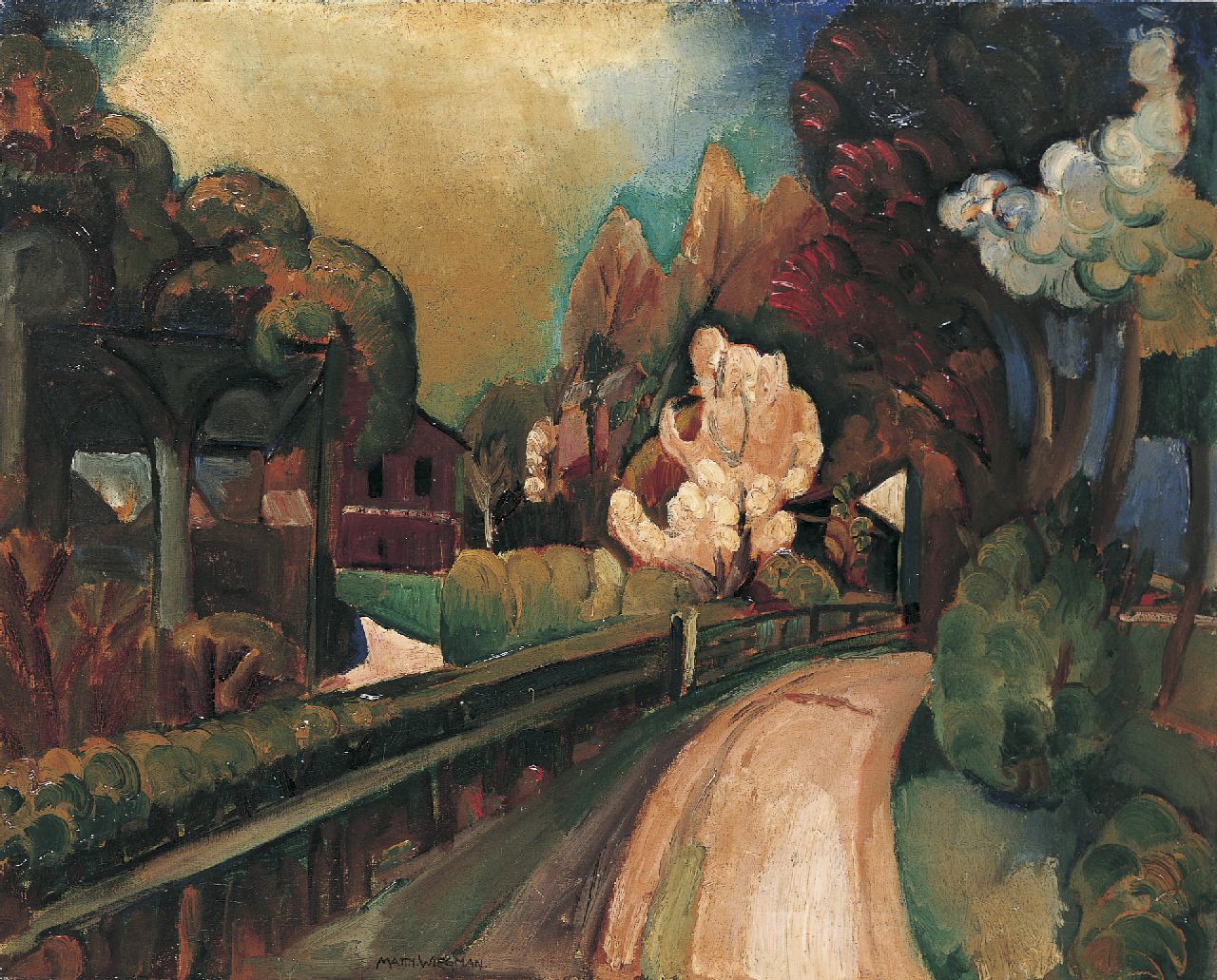 Wiegman M.J.M.  | Mattheus Johannes Marie 'Matthieu' Wiegman, Landweg in het voorjaar, olieverf op doek 59,9 x 73,4 cm, gesigneerd middenonder