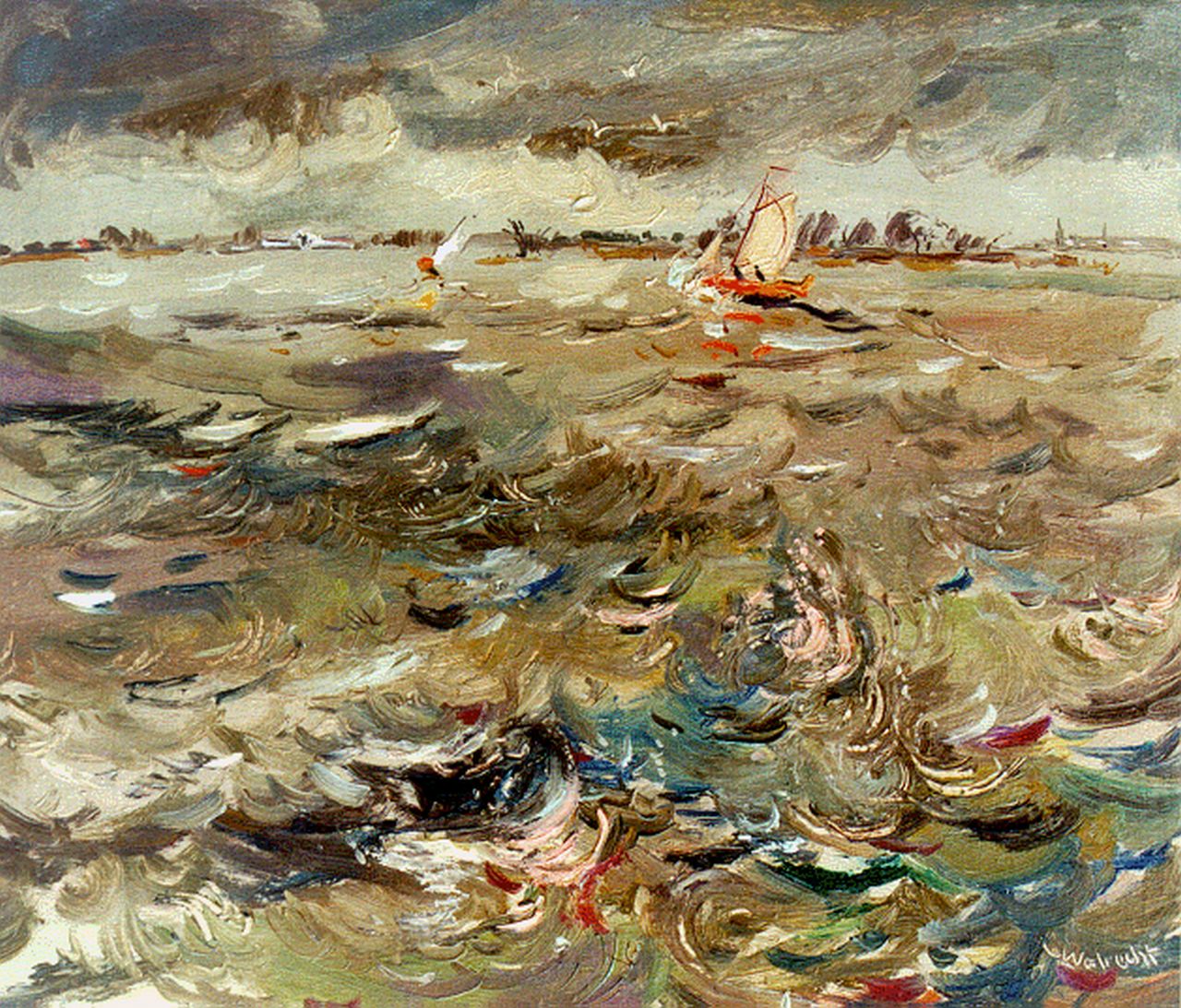 Walrecht B.H.D. | Bernardus Hermannus David 'Ben' Walrecht, Zeilboten op het Paterswoldsemeer, olieverf op doek 60,0 x 70,4 cm, gesigneerd rechtsonder Walrecht B.H.D. | Bernardus Hermannus David 'Ben' Walrecht, Zeilboten op het Paterswoldsemeer, olieverf op doek 60,0 x 70,4 cm, gesigneerd rechtsonder