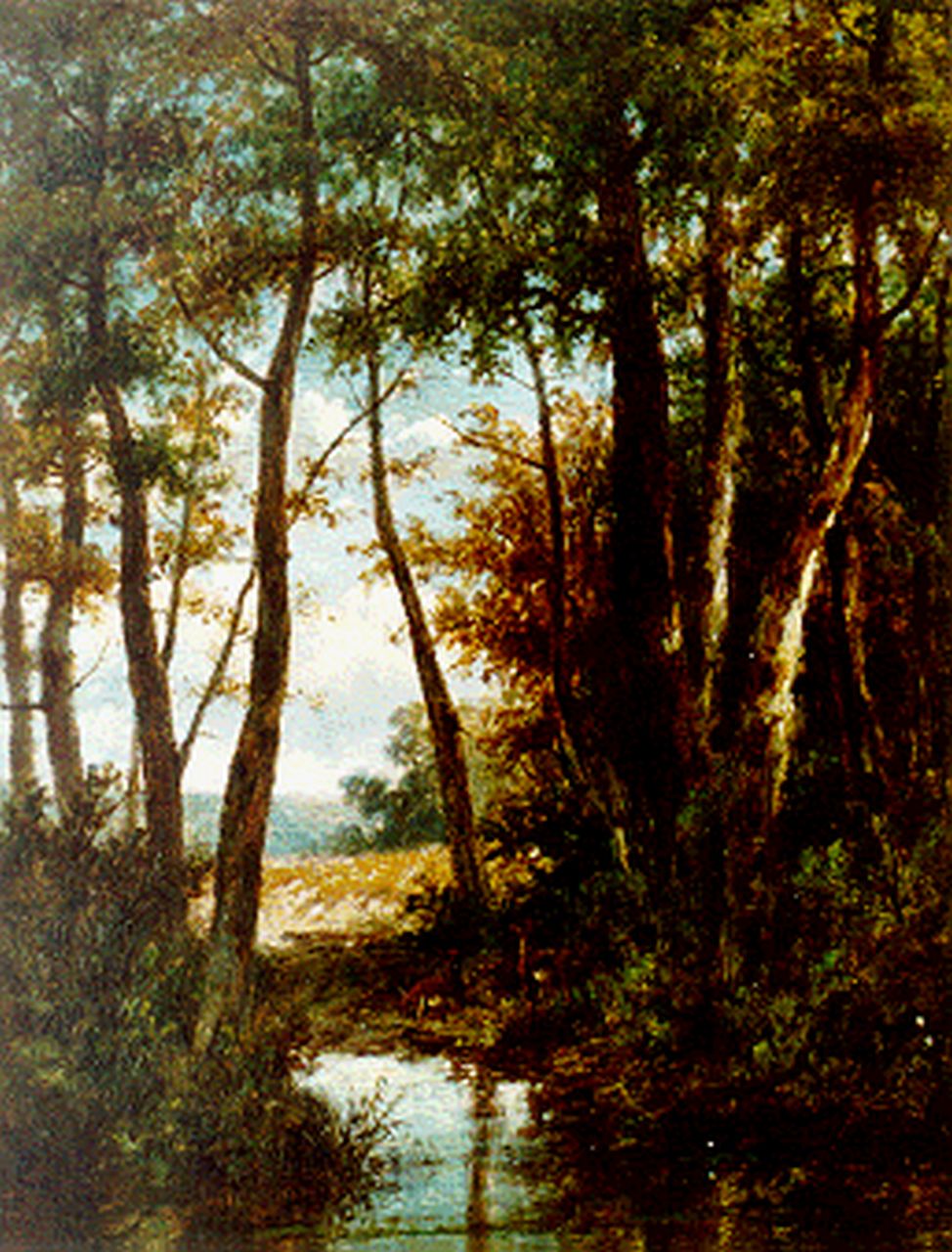 Wijngaerdt A.J. van | Anthonie Jacobus van Wijngaerdt, Herten bij een beekje, olieverf op paneel 33,3 x 25,6 cm, gesigneerd rechtsonder Wijngaerdt A.J. van | Anthonie Jacobus van Wijngaerdt, Herten bij een beekje, olieverf op paneel 33,3 x 25,6 cm, gesigneerd rechtsonder