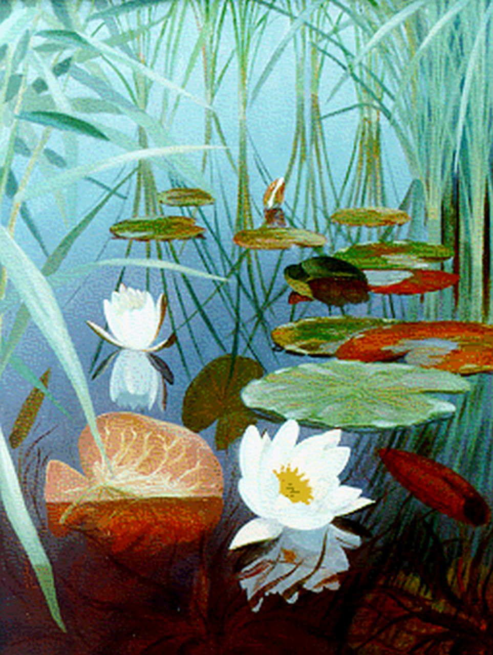 Smorenberg D. | Dirk Smorenberg, Waterlelies, olieverf op doek 51,1 x 39,2 cm, gesigneerd rechtsonder Smorenberg D. | Dirk Smorenberg, Waterlelies, olieverf op doek 51,1 x 39,2 cm, gesigneerd rechtsonder