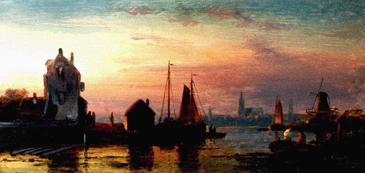Leickert C.H.J. | 'Charles' Henri Joseph Leickert, Zomers riviergezicht, olieverf op paneel 10,9 x 22,4 cm, gesigneerd rechtsonder + verso op etik Leickert C.H.J. | 'Charles' Henri Joseph Leickert, Zomers riviergezicht, olieverf op paneel 10,9 x 22,4 cm, gesigneerd rechtsonder + verso op etik