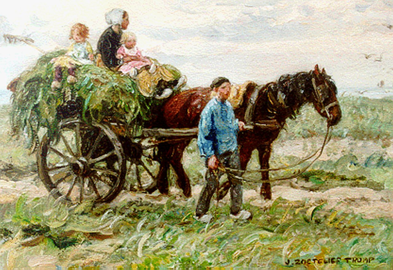 Zoetelief Tromp J. | Johannes 'Jan' Zoetelief Tromp, Huiswaarts door de duinen, olieverf op paneel 24,0 x 34,0 cm, gesigneerd rechtsonder Zoetelief Tromp J. | Johannes 'Jan' Zoetelief Tromp, Huiswaarts door de duinen, olieverf op paneel 24,0 x 34,0 cm, gesigneerd rechtsonder