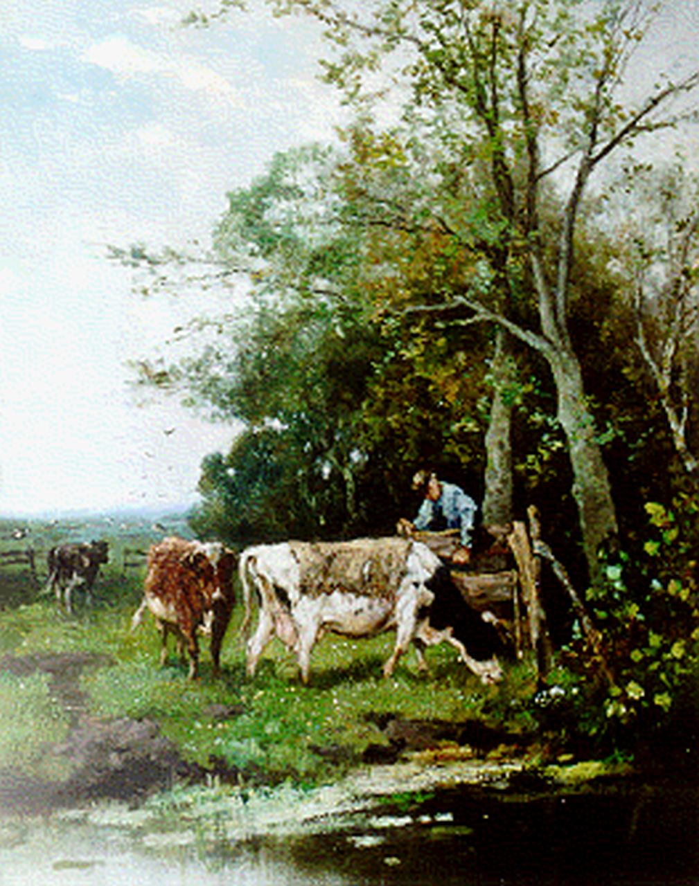 Scherrewitz J.F.C.  | Johan Frederik Cornelis Scherrewitz, Koeien in de wei, olieverf op paneel 41,1 x 32,7 cm, gesigneerd rechtsonder