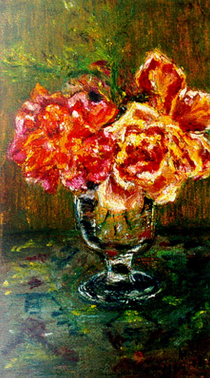 Maris M. | Mies Maris, Bloemstilleven, olieverf op doek op schildersboard 21,3 x 12,7 cm, gesigneerd rechtsonder en gedateerd 18/12/1939 Maris M. | Mies Maris, Bloemstilleven, olieverf op doek op schildersboard 21,3 x 12,7 cm, gesigneerd rechtsonder en gedateerd 18/12/1939