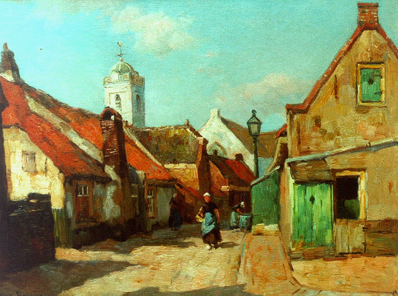 Soonius L. | Lodewijk 'Louis' Soonius, Kerkstraat, Katwijk aan zee, olieverf op doek 30,3 x 40,2 cm, gesigneerd linksonder + verso en gedateerd 1930 Soonius L. | Lodewijk 'Louis' Soonius, Kerkstraat, Katwijk aan zee, olieverf op doek 30,3 x 40,2 cm, gesigneerd linksonder + verso en gedateerd 1930