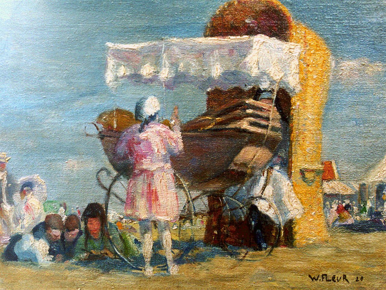 Fleur J.W. | Johan Willem 'Willy' Fleur, Zomerse dag aan het strand, 21,0 x 25,6 cm, gesigneerd rechtsonder en gedateerd '20 Fleur J.W. | Johan Willem 'Willy' Fleur, Zomerse dag aan het strand, 21,0 x 25,6 cm, gesigneerd rechtsonder en gedateerd '20