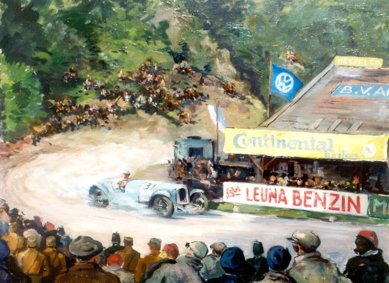 Braunbeck L.W.  | Ludwig Walter Braunbeck, Autorace, olieverf op doek 62,3 x 78,2 cm, gesigneerd rechtsonder en te dateren ca. 1940