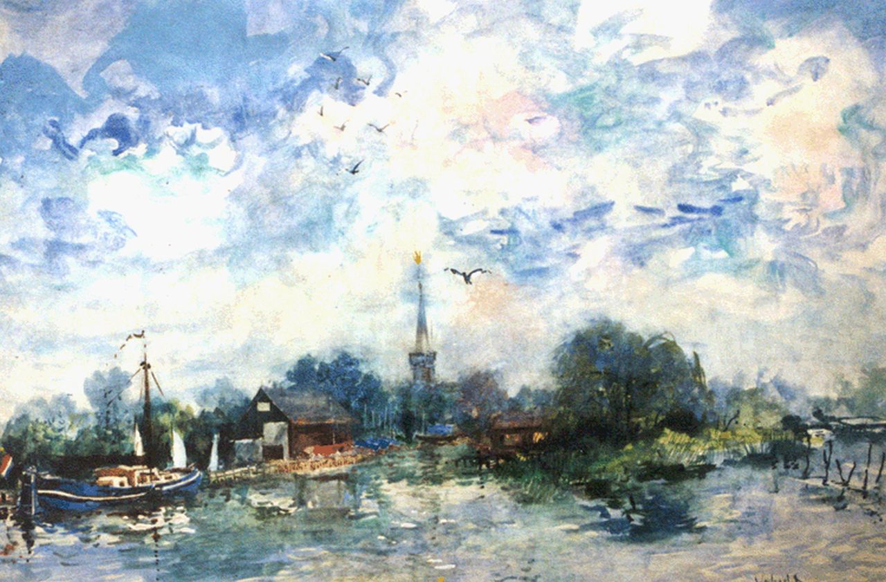 Walrecht B.H.D. | Bernardus Hermannus David 'Ben' Walrecht, Gezicht op Loosdrecht, aquarel en gouache op papier 82,3 x 125,0 cm, gesigneerd rechtsonder en te dateren ca. 1945-55 Walrecht B.H.D. | Bernardus Hermannus David 'Ben' Walrecht, Gezicht op Loosdrecht, aquarel en gouache op papier 82,3 x 125,0 cm, gesigneerd rechtsonder en te dateren ca. 1945-55