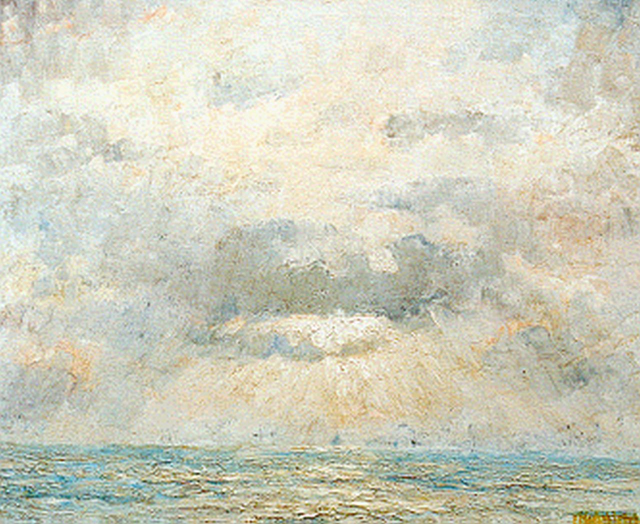Mansvelt Beck P.E.A. | Pieter Engelbertus Adrianus Mansvelt Beck, Avondlucht boven zee, olieverf op doek 70,4 x 84,5 cm, gesigneerd rechtsonder Mansvelt Beck P.E.A. | Pieter Engelbertus Adrianus Mansvelt Beck, Avondlucht boven zee, olieverf op doek 70,4 x 84,5 cm, gesigneerd rechtsonder