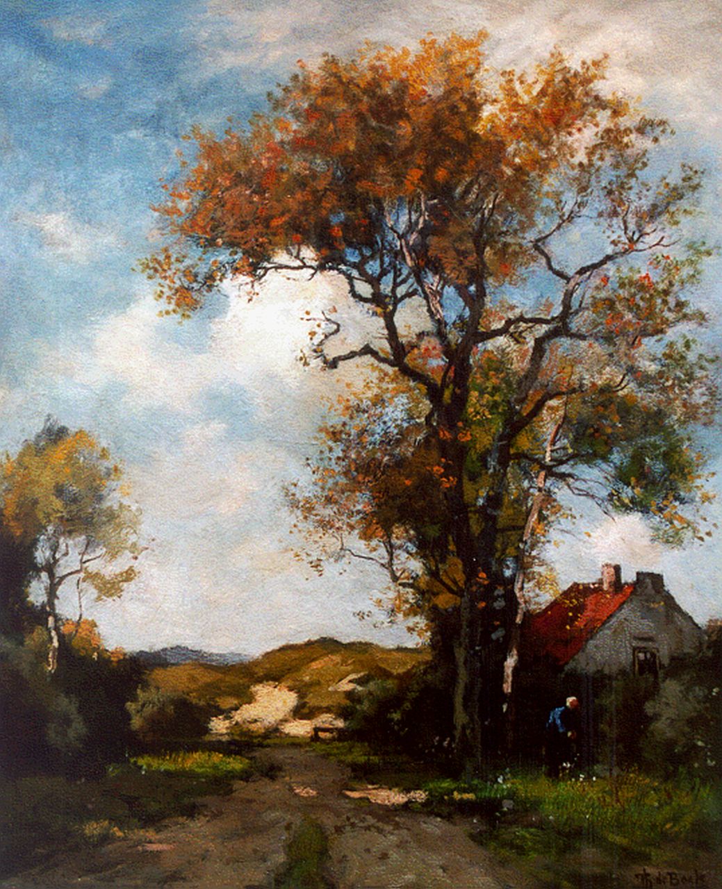 Bock T.E.A. de | Théophile Emile Achille de Bock, Boerderij achter de duinen, olieverf op paneel 60,9 x 49,7 cm, gesigneerd rechtsonder