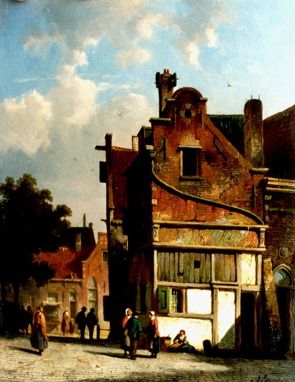Eversen A. | Adrianus Eversen, Een zomermiddag op straat, olieverf op paneel 27,5 x 21,2 cm, gesigneerd rechtsonder Eversen A. | Adrianus Eversen, Een zomermiddag op straat, olieverf op paneel 27,5 x 21,2 cm, gesigneerd rechtsonder