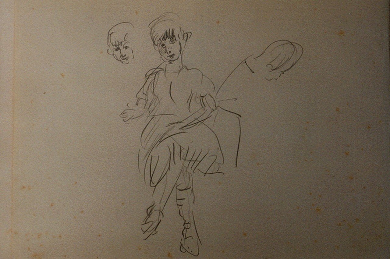 Israels I.L. | 'Isaac' Lazarus Israels, Studie van een zittend kind, potlood op papier 17,8 x 24,5 cm Israels I.L. | 'Isaac' Lazarus Israels, Studie van een zittend kind, potlood op papier 17,8 x 24,5 cm