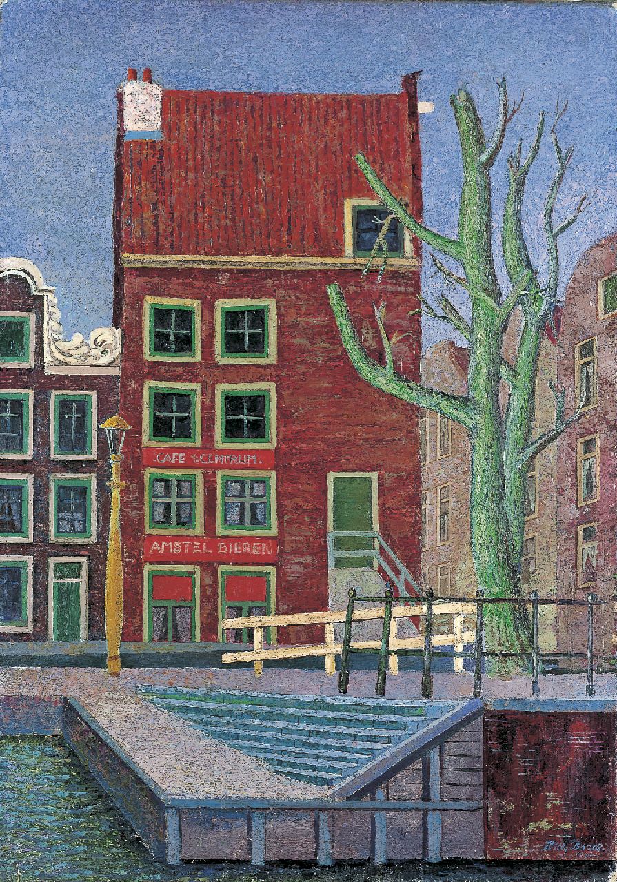 Boers W.H.F. | 'Willy' Herman Friederich Boers, Rood huis aan gracht, olieverf op doek 70,5 x 51,0 cm, gesigneerd rechtsonder en gedateerd 1942 Boers W.H.F. | 'Willy' Herman Friederich Boers, Rood huis aan gracht, olieverf op doek 70,5 x 51,0 cm, gesigneerd rechtsonder en gedateerd 1942