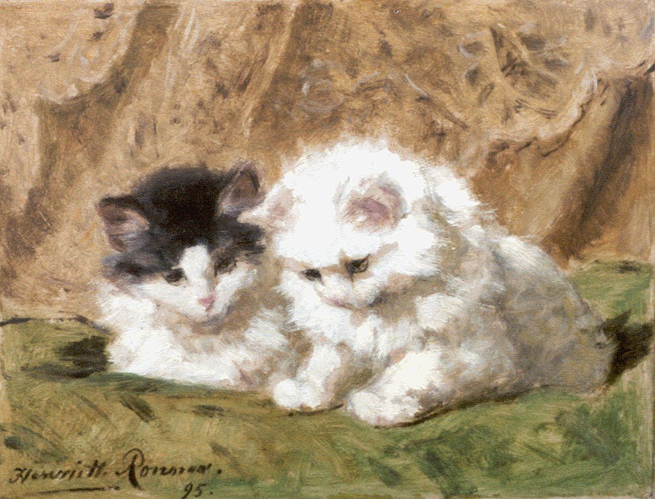 Ronner-Knip H. | Henriette Ronner-Knip, Jonge katjes, 21,2 x 27,5 cm, gesigneerd linksonder en gedateerd '95 Ronner-Knip H. | Henriette Ronner-Knip, Jonge katjes, 21,2 x 27,5 cm, gesigneerd linksonder en gedateerd '95
