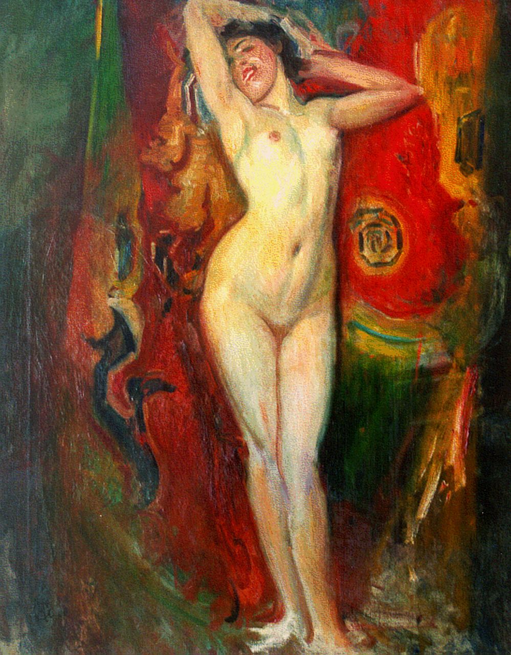 Onbekend   | Onbekend, Oriëntaalse danseres, olieverf op doek 81,0 x 65,5 cm, gesigneerd linksonder met monogram en gedateerd '06