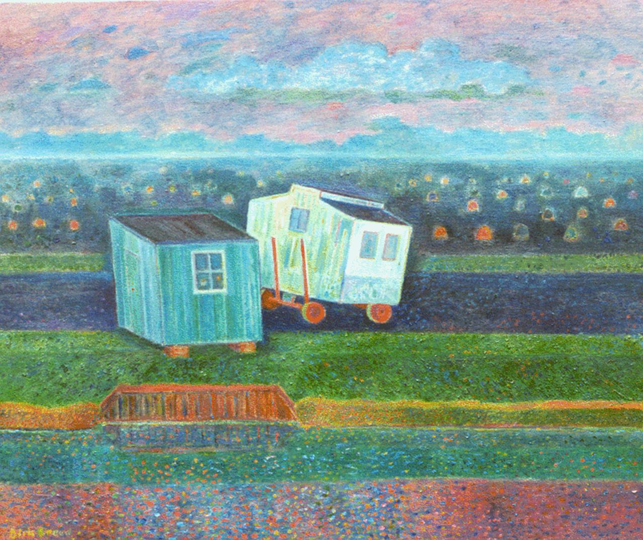 Breed D.C.  | 'Dirk' Cornelis Breed, Huisje en wagen, olieverf op doek 50,2 x 59,9 cm, gesigneerd linksonder + verso