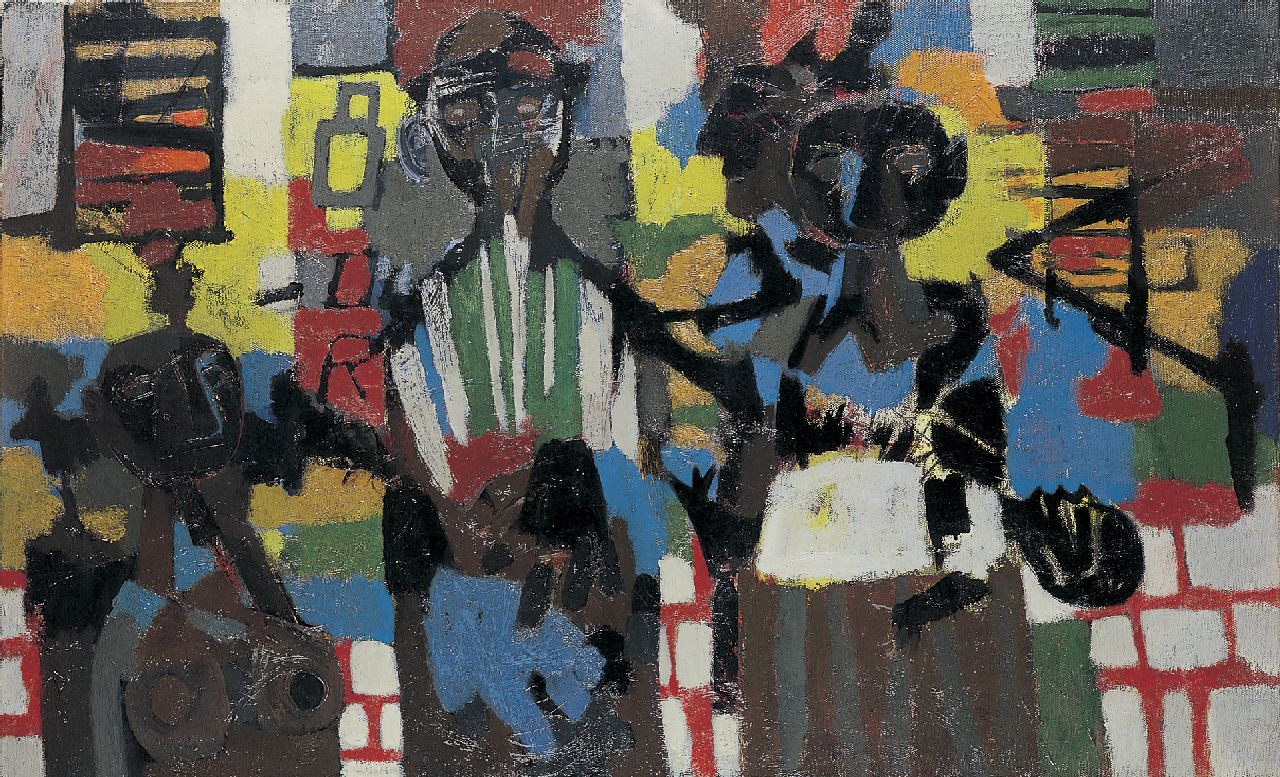 Bitter T. | Theodorus 'Theo' Bitter, Harlem, olieverf op doek 75,0 x 120,5 cm, gesigneerd rechtsonder en verso gedateerd '62 Bitter T. | Theodorus 'Theo' Bitter, Harlem, olieverf op doek 75,0 x 120,5 cm, gesigneerd rechtsonder en verso gedateerd '62