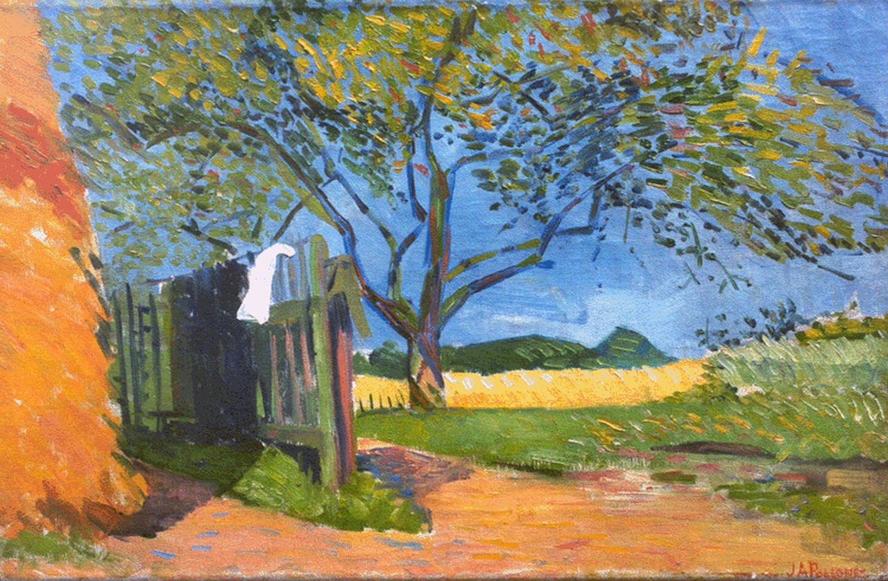 Pollones J.A. | Jean Albert Pollones, Zomers landschap, olieverf op doek 30,0 x 46,0 cm, gesigneerd rechtsonder Pollones J.A. | Jean Albert Pollones, Zomers landschap, olieverf op doek 30,0 x 46,0 cm, gesigneerd rechtsonder