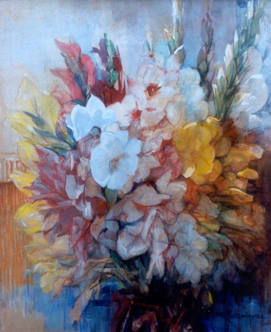 Vaarzon Morel W.F.A.I. | Wilhelm Ferdinand Abraham Isaac 'Willem' Vaarzon Morel, Bloemstilleven, pastel en aquarel op papier 60,6 x 50,5 cm, gesigneerd rechtsonder Vaarzon Morel W.F.A.I. | Wilhelm Ferdinand Abraham Isaac 'Willem' Vaarzon Morel, Bloemstilleven, pastel en aquarel op papier 60,6 x 50,5 cm, gesigneerd rechtsonder