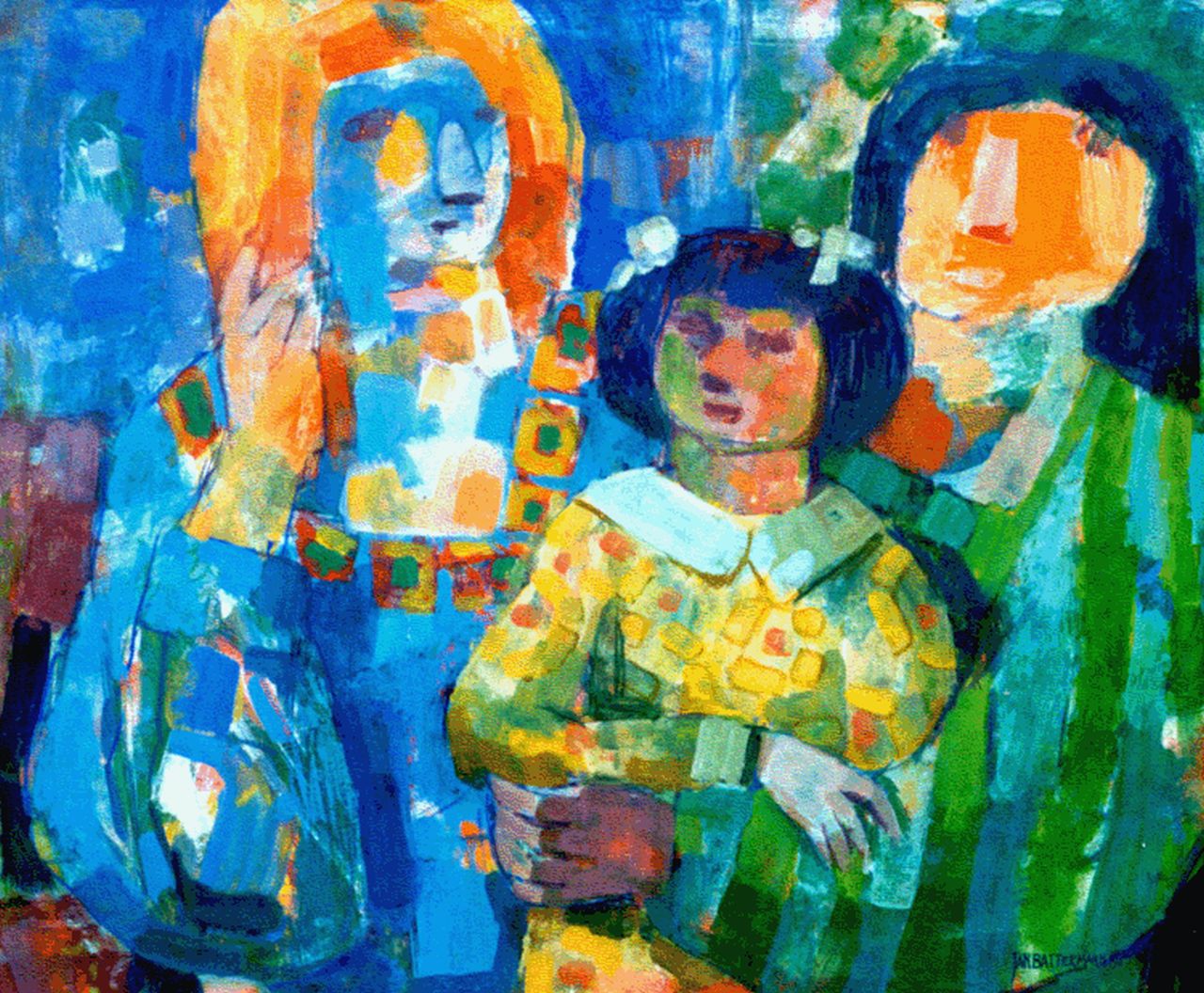 Battermann J.  | Johannes 'Jan' Battermann, Bezoek, gouache op schilderboard 75,0 x 89,9 cm, gesigneerd rechtsonder