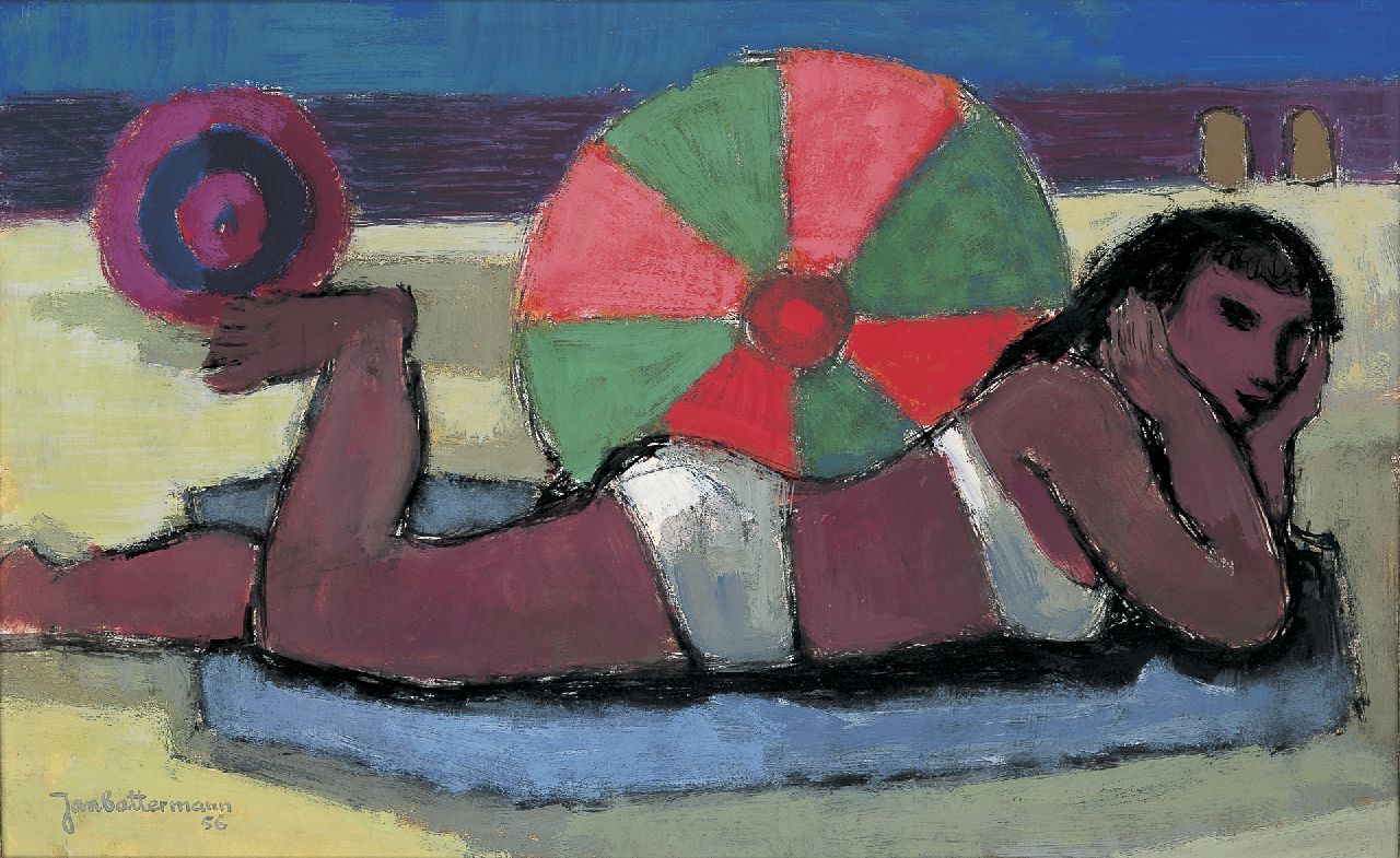 Battermann J.  | Johannes 'Jan' Battermann, Baadster, gouache op papier 32,2 x 50,5 cm, gesigneerd linksonder en gedateerd '56