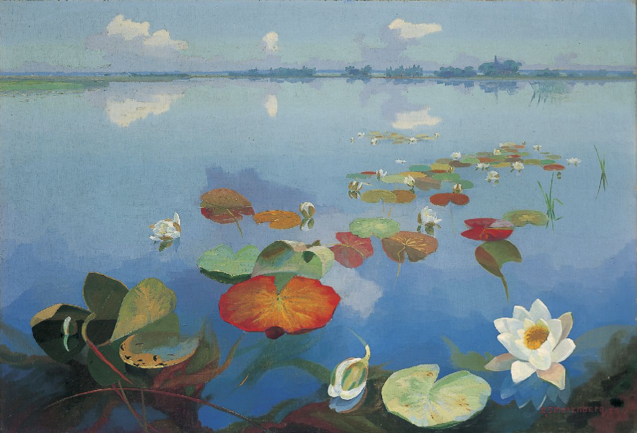 Smorenberg D. | Dirk Smorenberg, Waterlelies in de Loosdrechtse Plassen, olieverf op doek 55,0 x 80,4 cm, gesigneerd rechtsonder en gedateerd '23 Smorenberg D. | Dirk Smorenberg, Waterlelies in de Loosdrechtse Plassen, olieverf op doek 55,0 x 80,4 cm, gesigneerd rechtsonder en gedateerd '23