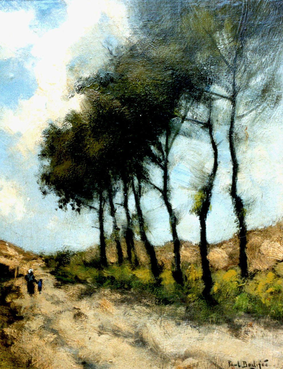 Bodifée J.P.P.  | Johannes Petrus Paulus 'Paul' Bodifée, Figuren op een landweg, 31,5 x 25,3 cm, gesigneerd rechtsonder