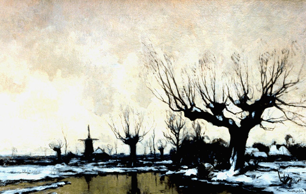 Bodifée J.P.P. | Johannes Petrus Paulus 'Paul' Bodifée, Winterlandschap met molen, olieverf op doek 47,2 x 74,7 cm, gesigneerd rechtsonder Bodifée J.P.P. | Johannes Petrus Paulus 'Paul' Bodifée, Winterlandschap met molen, olieverf op doek 47,2 x 74,7 cm, gesigneerd rechtsonder
