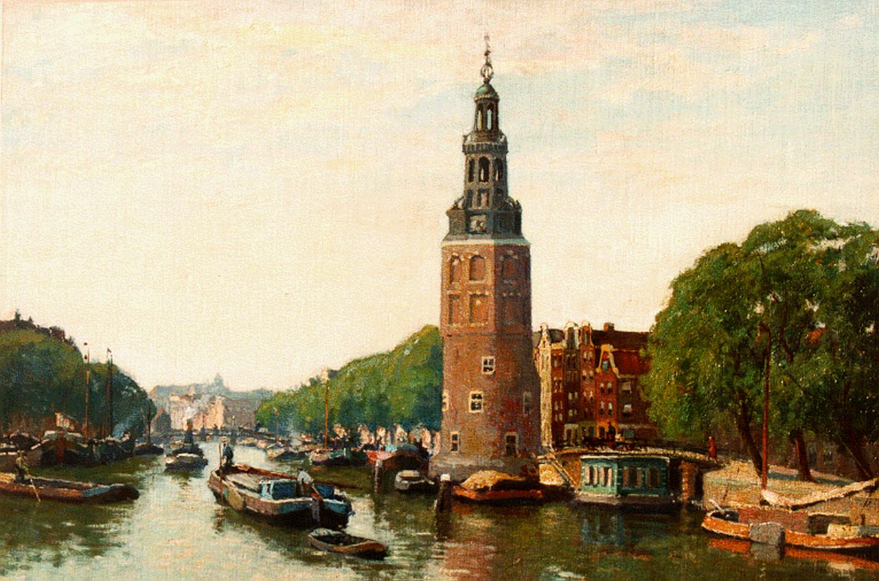 Schagen G.F. van | Gerbrand Frederik van Schagen, Oude Schans met Montelbaanstoren, Amsterdam, olieverf op doek 60,0 x 90,0 cm, gesigneerd rechtsonder