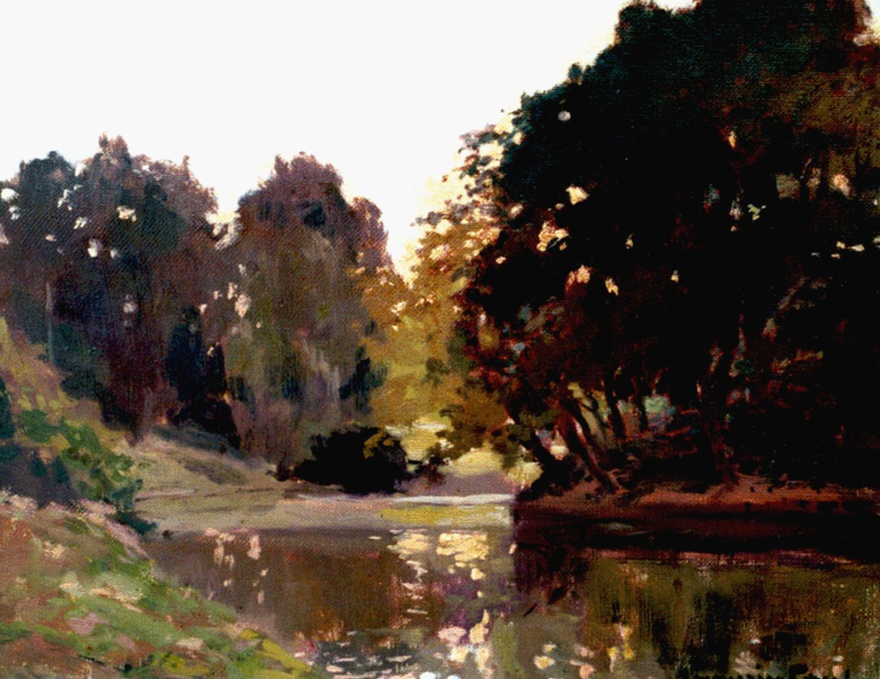 Paul M. | Maurice Paul, Landschap met vijver, olieverf op doek 31,5 x 41,8 cm, gesigneerd rechtsonder Paul M. | Maurice Paul, Landschap met vijver, olieverf op doek 31,5 x 41,8 cm, gesigneerd rechtsonder