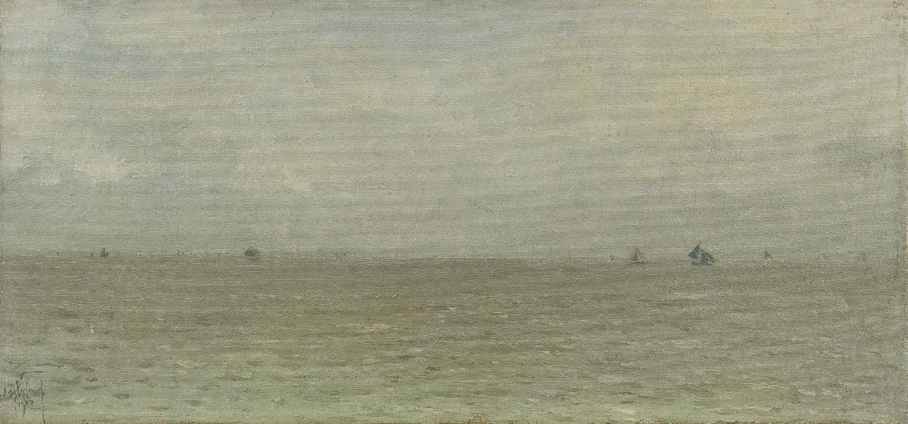 Verleur A. | Andries Verleur, Zeegezicht, olieverf op doek 24,0 x 50,0 cm, gesigneerd linksonder en gedateerd 1922 Verleur A. | Andries Verleur, Zeegezicht, olieverf op doek 24,0 x 50,0 cm, gesigneerd linksonder en gedateerd 1922