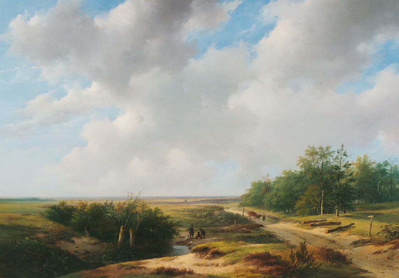 Schelfhout A. | Andreas Schelfhout, Panoramisch zomerlandschap, olieverf op paneel 73,3 x 104,0 cm, gesigneerd linksonder Schelfhout A. | Andreas Schelfhout, Panoramisch zomerlandschap, olieverf op paneel 73,3 x 104,0 cm, gesigneerd linksonder