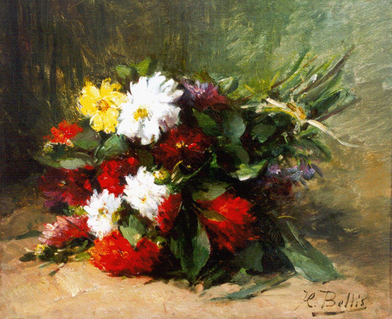 Bellis J.L. | Josse-Lambert 'Hubert' Bellis, Zomerboeket, olieverf op doek 38,4 x 46,3 cm, gesigneerd rechtsonder Bellis J.L. | Josse-Lambert 'Hubert' Bellis, Zomerboeket, olieverf op doek 38,4 x 46,3 cm, gesigneerd rechtsonder