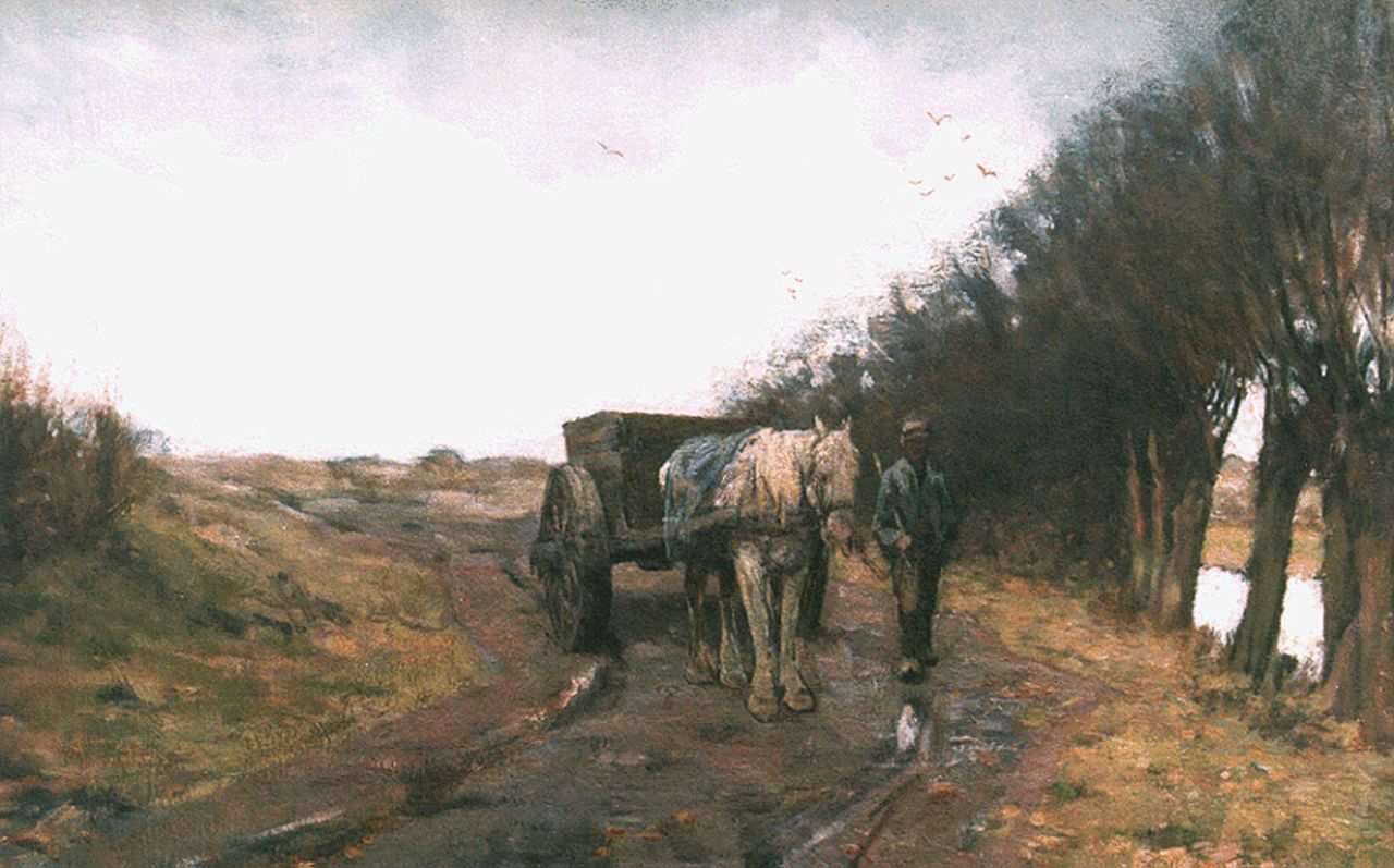 Schregel B.P. | Bernardus Petrus 'Bernard' Schregel, Boer op weg naar huis, olieverf op doek 33,7 x 52,2 cm Schregel B.P. | Bernardus Petrus 'Bernard' Schregel, Boer op weg naar huis, olieverf op doek 33,7 x 52,2 cm