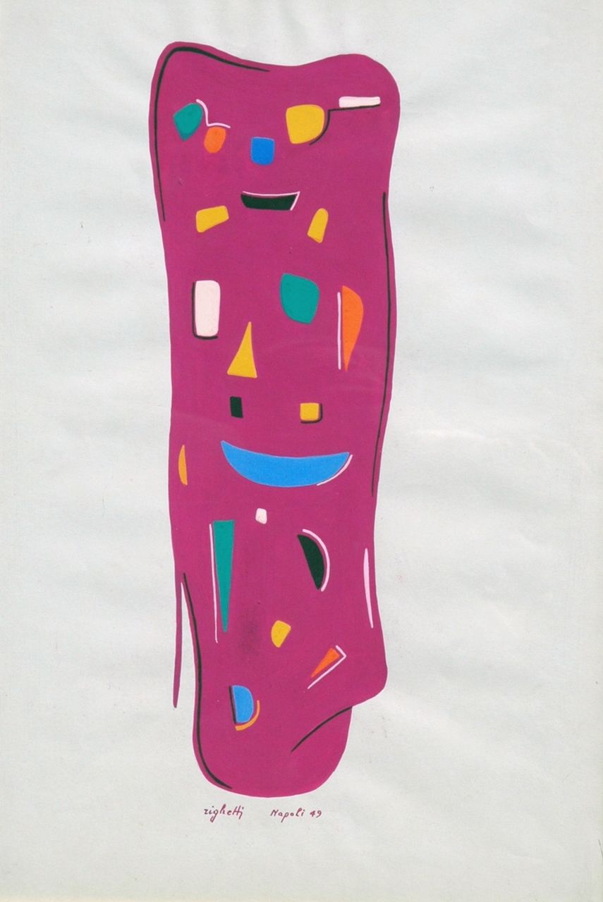 Righetti R. | Renato Righetti, Compositie, gouache op papier 49,0 x 33,5 cm, gesigneerd middenonder en gedateerd '49 Righetti R. | Renato Righetti, Compositie, gouache op papier 49,0 x 33,5 cm, gesigneerd middenonder en gedateerd '49