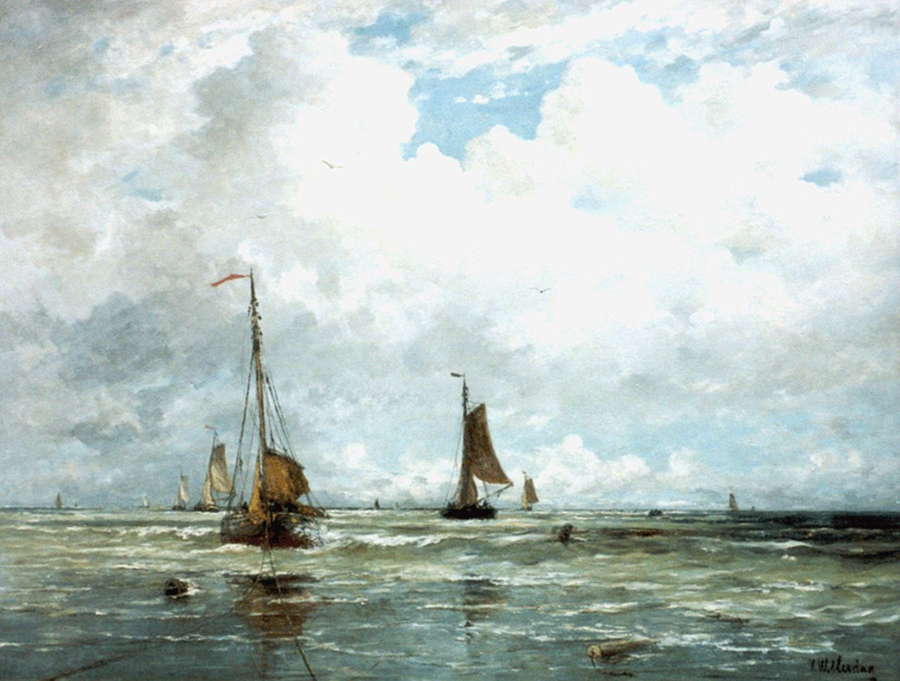 Mesdag H.W. | Hendrik Willem Mesdag, Un temps frais - Scheveningen, olieverf op doek 140,2 x 180,6 cm, gesigneerd rechtsonder Mesdag H.W. | Hendrik Willem Mesdag, Un temps frais - Scheveningen, olieverf op doek 140,2 x 180,6 cm, gesigneerd rechtsonder